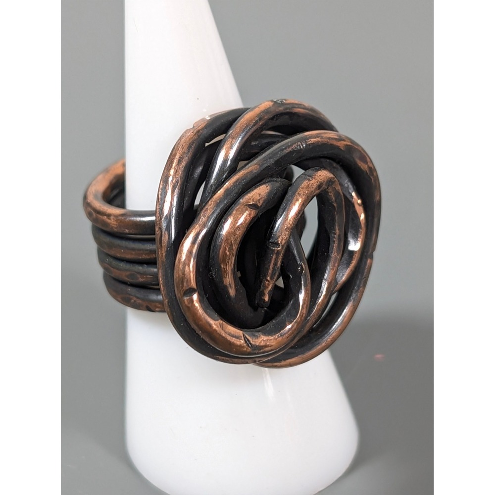 AC Jewelry Creations Copper Knot‎ Cocktail Ring Size 7 Artisan Statement
